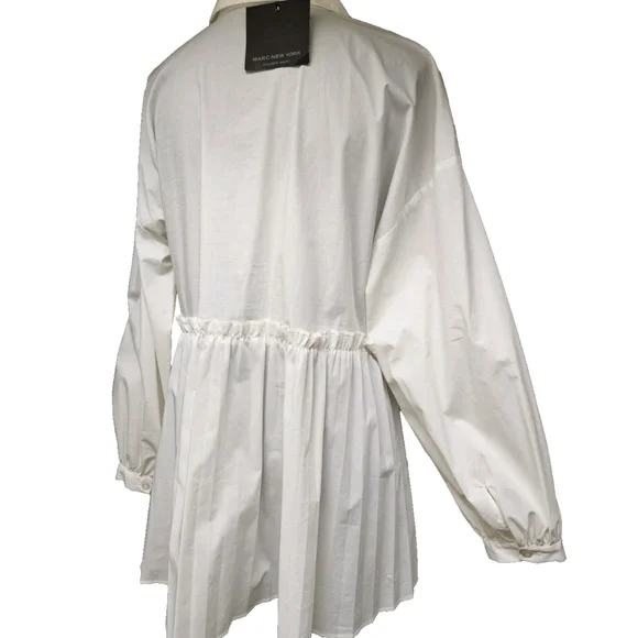 White Long Sleeve Pleated Blouse by Marc New York-NWT-Size Small - Picture 6 of 13